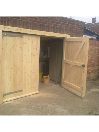 Wooden garage doors - garage,